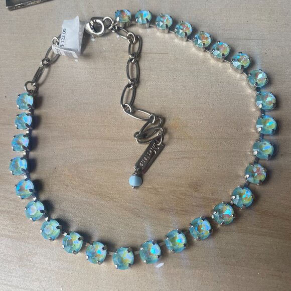 NWT Mariana Icy Blue Aqua Crystal Collar Necklace Silver Rhodium 17" Preppy - Picture 4 of 9